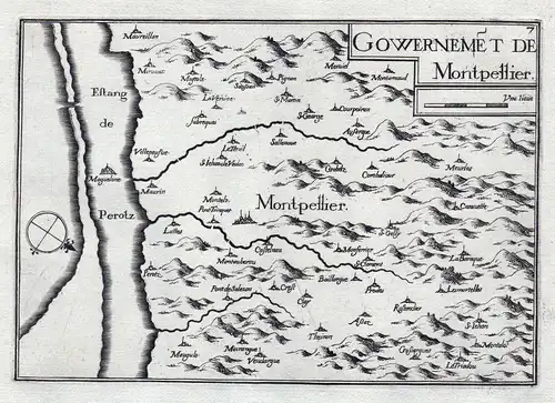 1630 Montpellier Okzitanien Hérault France gravure estampe Kupferstich Tassin