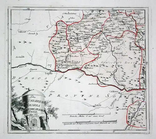 Spanien Spain Portugal Navarra Navarra Estella map Reilly engraving Kupferstich