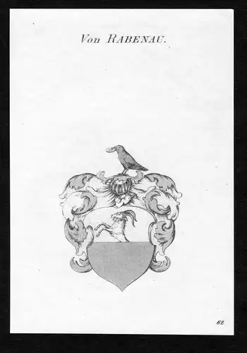 Ca. 1820 Rabenau Wappen Adel coat of arms Kupferstich antique print heraldry