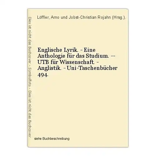 Englische Lyrik. - Eine Anthologie für das Studium. -- UTB für Wissenschaft. - A