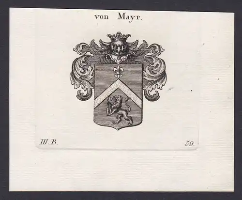 1820 Mayr Mayer Wappen Adel coat of arms Heraldik Kupferstich antique print
