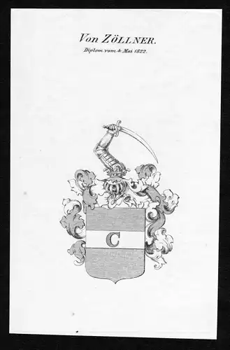 1822 Zöllner Zoellner Wappen Adel coat of arms Kupferstich antique print