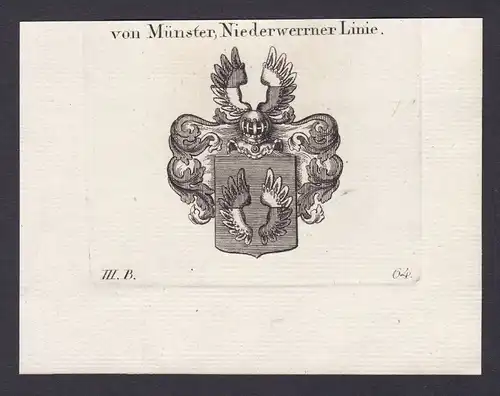 1820 Münster Nordrhein-Westfalen Wappen Adel coat of arms Kupferstich