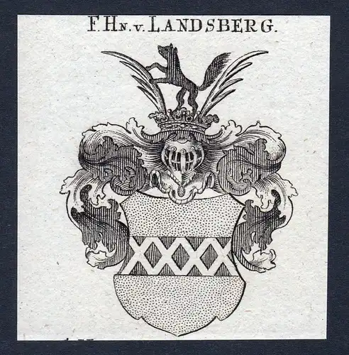 1820 Landsberg Westfalen Wappen Adel coat of arms Kupferstich engraving 142529