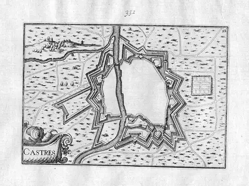 Ca. 1630 Castres Tarn Frankreich Kupferstich Karte map engraving gravure Tassin
