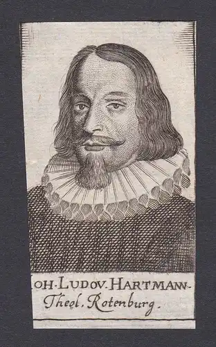 17. Jh. - Johann Ludwig Hartmann / Theologe Rothenburg Portrait Kupferstich