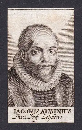 17. Jh. Jacobus Arminius / theologian Theologe Leiden Portrait Kupferstich