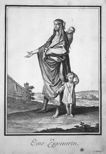 1703 Zigeuner gipsy Trachten costumes Kupferstich antique print Sancta Clara