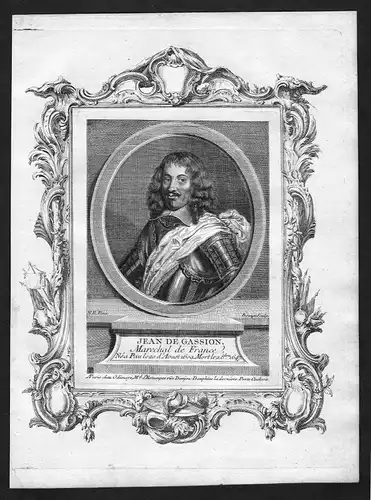 1690 Jean de Gassion marechal France gravure Portrait Kupferstich antique print