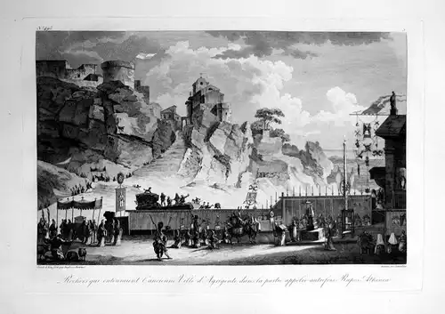 1820 Agrigento Sicilia veduta Italia acquaforte Kupferstich engraving Saint Non