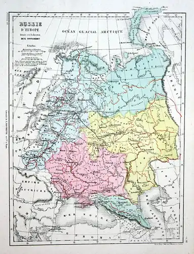 Russia Russland Europe Europa Weltkarte Karte world map Lithographie lithograph