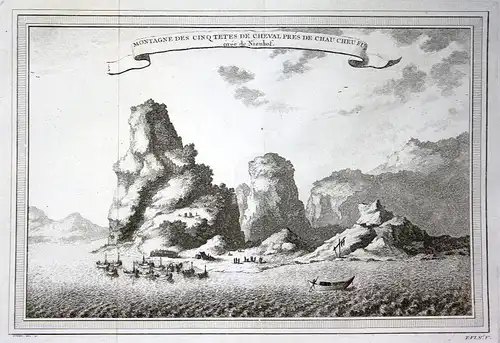 1750 Chau Cheu Fu China Berge mountains Ansicht view Kupferstich antique print
