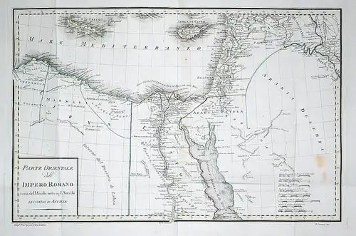 1807 - Cyprus Egypt Syria Israel map Barbiellini Karte gravure carte engraving