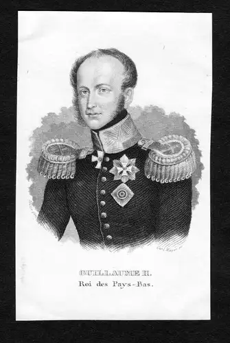19. Jh. Willem II der Nederlanden prins Oranje Portrait Stahlstich engraving