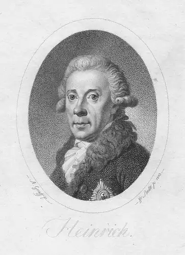 1803 Prinz Heinrich von Preussen Portrait Stahlstich antique print Graff Bolt