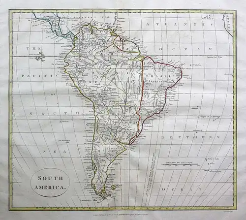 1808 Süd Amerika South America Brasilien Brazil Karte map Kupferstich