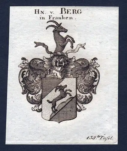 1820 Berg Franken Wappen Adel coat of arms Heraldik Kupferstich engraving