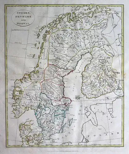 1808 Schweden Sweden Dänemark Denmark Norwegen Norway Karte map Kupferstich