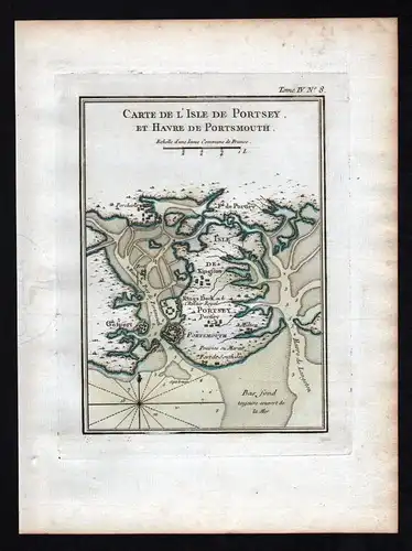 1764 Portsmouth Portsea Island Ireland Irland Kupferstich Bellin Karte map carte