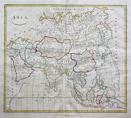 1808 Asia Asien China Russland Russia Arabien Arabia Karte map Kupferstich