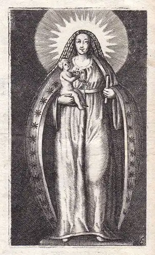 1700 Jesus Maria Heiligenschein Heiligenbild holy picture Heilige Kupferstich