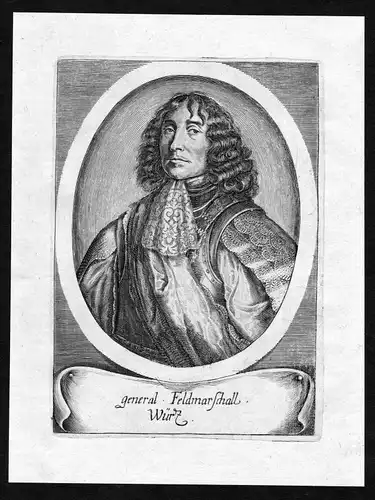 Ca. 1690 Paul Würtz Wirtz Offizier officer Portrait Kupferstich antique print