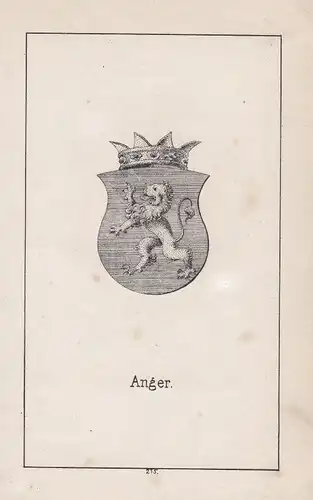 Ca. 1840 Anger Wappen heraldry Heraldik coat of arms Adel