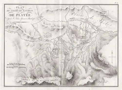 1820 Thiva Schlacht battle Greece Griechenland Karte map Kupferstich engraving