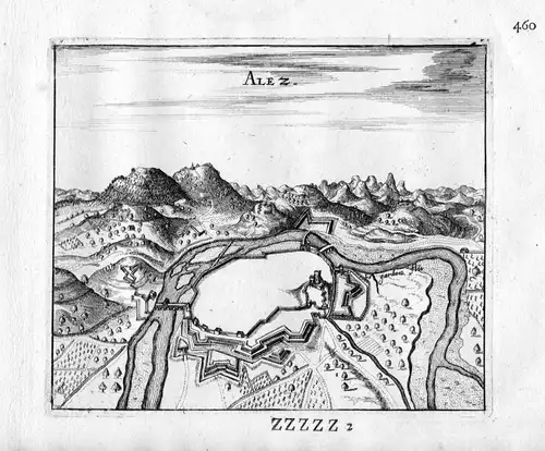 1666 - Ales Gard Frankreich France gravure estampe Kupferstich