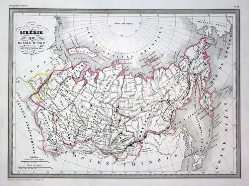 1837 Asien Asia Sibirien Siberia map Karte carte Kupferstich antique print