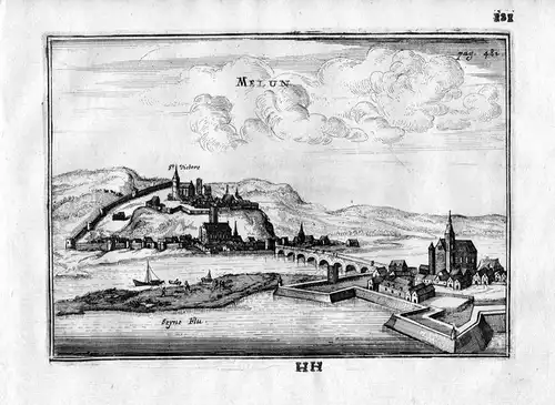 1666 Melun Seine-et-Marne Frankreich France gravure estampe Kupferstich