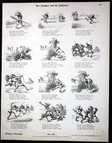 1880 Indianer Amerika Indians Sklaverei Münchener Bilderbogen Nr 854