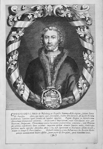 18. Jh. Johann Gottfried I Würzburg Bischof Portrait Kupferstich antique print