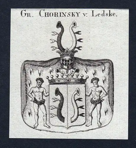 Ca. 1820 Chorinsky Ledske Wappen Adel coat of arms Kupferstich antique print
