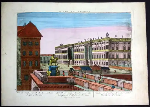 1810 Berlin Guckkastenblatt zograscope Schloss Ansicht Kupferstich antique print