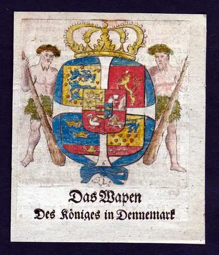 1750 - Dennemark Dänemark Wappen Adel coat of arms heraldry Heraldik Kupferstich