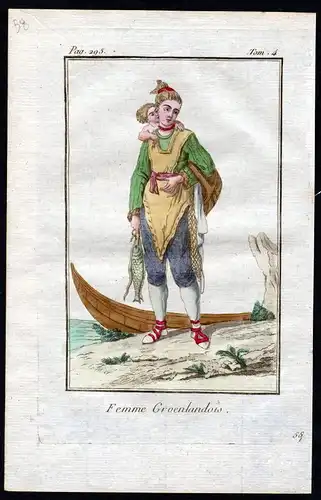 1780 - Grönland Greenland America Amerika costume Kupferstich Tracht anti 115309