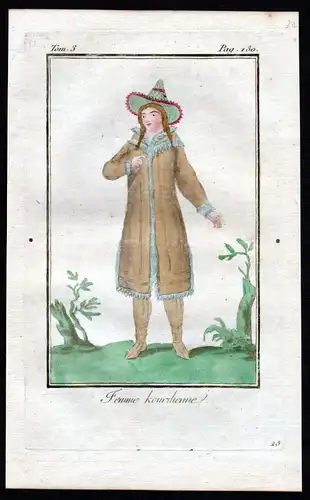 1780 - Kurilen Russland Russia costume Kupferstich Tracht antique print