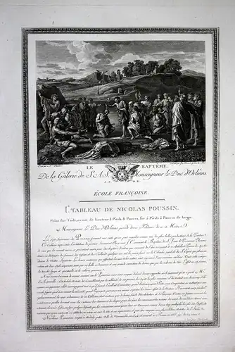 1786 Taufe bapteme baptism Kupferstich antique print Nicolas Poussin Aliamet