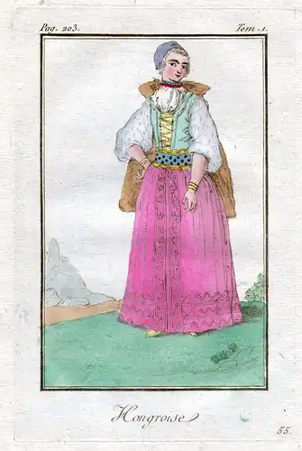 1780 Hungary Ungarn costume Trachten Kupferstich antique print