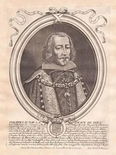 1680 Felipe IV de Espana rey Portrait Kupferstich engraving de Larmessin