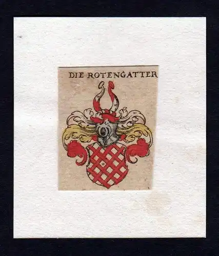 Rotengatter 17. Jh Wappen coat of arms heraldry Heraldik Kupferstich