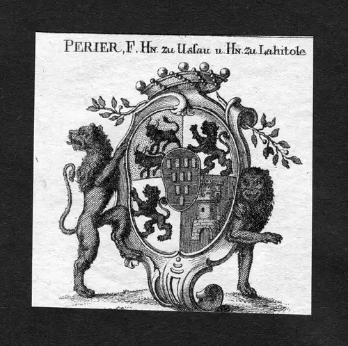 1820 Perier zu Ussau u. zu Lahitole Wappen Adel coat of arms heraldry Heraldik