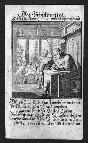 1700 Schulmeister schoolmaster Beruf profession Weigel Kupferstich antique print