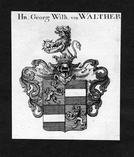 1820 - Walther Wappen Adel coat of arms heraldry Heraldik Kupferstich