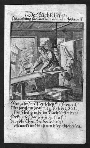 1700 Tuchscherer cloth shearer Beruf profession Weigel Kupferstich antique print