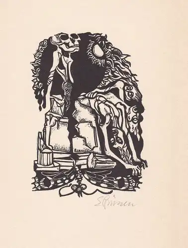 1972 Eduard Prüssen Rudolf Hagelstange Linolschnitt Venezianisch Credo signiert