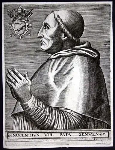 17. Jh Innozenz VIII Papst Genua Papa Kupferstich Portrait engraving pope Italy