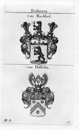 Von Hackled / von Häffelin / Bayern - Wappen coat of arms Heraldik heraldry Kupf