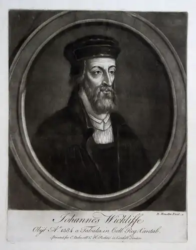 1759 Richard Houston John Wyclif Portrait Aquatinta mezzotint Philosoph Theologe